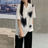 Chiffon Blouses or Tops for Woman Elegant and Youth Woman Cool Blusas Aesthetic Heart Short Sleeve Shirt Summer Top