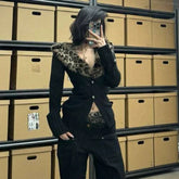 Fahion High Street Euramerican Autumn Winter Coats Y2k Aesthetic Spliced Knitted Punk Women Clothing Harajuku Japan Pullovers