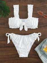 Knot Front Tie Side Bikinis White Swimsuit Women Swimwear Female Sexy Bathers Bathing Swimming Swim Suit Beachwear