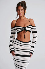 Sexy Knitted Sling Bikini Long Skirts Suit Women Casual Strap Lace Up Tube Tops + Skirt 2 Pieces Set Female Summer Beach Outfit