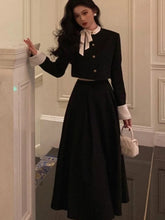 Women Elegant and Chic Black Skirts Suit Korean Style Crop Tops and A-Line Skirts Two Pieces Set Female Party Clothes