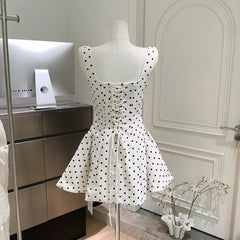 Summer Women Polka Dots Dress Stunning A Line Cake Dress Elegant Lace Up Party Dresses Steetwear