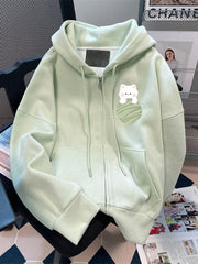 Kawaii Japan Sweet Hoodies Women Cute Cartoon Print Preppy Style Retro Sweatshirts Casual Loose Long Sleeve Lady Outwear