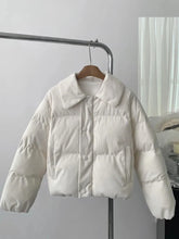 Retro Corduroy Cotton Parkas Women Winter Long Sleeve Sweet Short Coat Korean Thick Warm Pockets Lady Solid Vintage Outwear