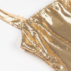 Gold Sequins Long Dress Slim Backless Square Collar Fashion Summer Women Dress Sleeveless 2025 New Sexy Party Eveing Dress