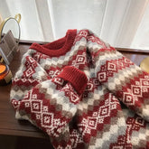 Pbong Retro Lazy Style Red Sweater Loose Women's Outerwear Autumn Winter Thickened Fashion Design Sensation Niche