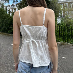 Y2k Fairycore Spaghetti Strap Camisole Women Cute Peplum Vest Coquette Low Cut V-neck Babydoll Tank Boho Going Out Crop Top