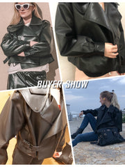 New Arrival Winter Autumn Women's Leather Wallet Campera Chaqueta Cuero Mujer Modis Coat Women Veste Cuir De Couro