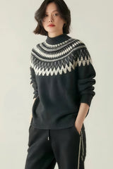 Fair Isle Knit Sweater Cardigan Women Cozy Stand Collar Button Front Sweater Jacket Teen-Girl Fall Winter Vintage Chic Outfit