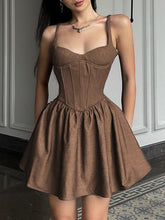 Brown Stitching Corset Birthday Party Dress