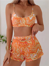 Print Three Piece Bikini High Waist Shorts Swimsuit Women Swimwear Female Bather Bathing Swimming Swim Suit Beachwear