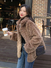 Faux Lamb Vintage Coat Women Long Sleeve Winter Warm Sweet Jacket Korean Casual Female Pockets Solid Slim Retro Outwear Top