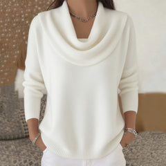 Pbong Women Autumn Winter Pullover Sweater New Solid Color Stacked Collar Long Sleeve Comfortable Female Casual Pocket Pullover