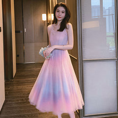 Elegant Rainbow Strap Dress Women Korean Sleeveless Long Y2k Dress Femme Casual Party Kawaii Dress Summer Women's Clothing