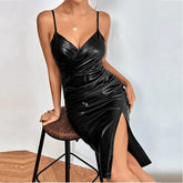 Pbong Women's New Sexy European Style Leather Skirt Dress Brand Clothing Wholesale From Amazon Cross Border Trade Factory