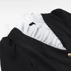 Fake Two Piece Elegant Spring Fall Women Dress 2025 New Ruffle Patchwork Single Breasted Short Dress Fashion Blazer's Dresses