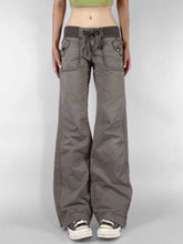 American Retro Causal Solid Women's Jeans Straight Loose Fashion Trendy All-Match Drawstring Trousers
