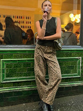 Y2k Leopard Print Women Pants Spring Chic Loose High Waist Wide Leg Panther Pant Ladies Fashion High Street Jean Trousers