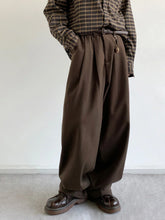 Pbong Retro Japanese Style Coffee Woolen Wide Leg Straight Cut Casual Pants Unisex Loose Fit Versatile Autumn Winter New Arrival