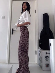 Leopard Print Long Skirt Women Summer Vintage Sexy High Waist Slim Elegant Trumpet Skirt Female High Street Chic