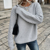 Knit Sweater Woman Slouchy Knitwear Long Sleeve Crew Neck Pullovers Plain Jumper Female Autumn Winter Daily Outfit