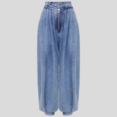 Pbong New Women's Y2K Vintage High Waist Zipper Denim Pants Loose Harem Balloon Jeans Spring Casual Streetwear Trousers