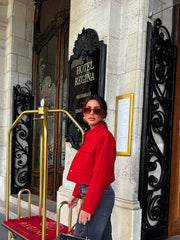 Lapel Pocket Red Jacket Women Autumn Winter Long Sleeve Single-breasted Casual Short Coat Elegant Office Lady Commuter Tops