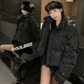 New Women Autumn Winter Puffer Jacket 2025 New Short Parkas Coat Korean Fashion Stand Collar Bread Jacket Solid Outerwear