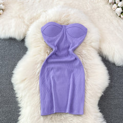 Off Shouler Strapless Tube Top Dress Sexy Bodycon Dresses Party Club Elegant Robe Birthday Vintage Slim Women Clothes Harajuku