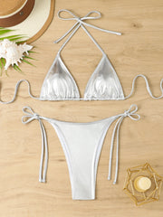 Triangle Sexy Halter Bikini Women String Swimwear Female Solid Swimsuit Bathers Swimming Bathing Swim Suit Summer Beachwear