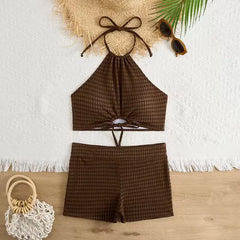 Sexy High Waist Bikini Women High Neck Swimwear Female Swimsuit Solid Bathers Swimming Bathing Swim Suit Summer Beachwear