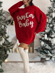 Pbong Winter Autumn New Christmas Dress Women European American Sweet Jacquard Knit Long Sleeve Party Theme Dress
