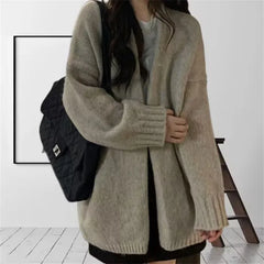 Oversized Open Front Knit Cardigan for Women Comfy Sweater Coat Female Open-front Duster Cardi Casual Chic Autumn Winter Outfit