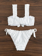Knot Front Tie Side Bikinis White Swimsuit Women Swimwear Female Sexy Bathers Bathing Swimming Swim Suit Beachwear