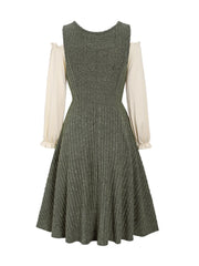 2025 Women's Dresses Sets Off The Shoulder Ruffles Mini Dress And Lace Up Ribbed Top Two Piece Set Long Sleeve Dress