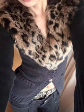 Street Hot Girl Style Leopard Print Sexy Knitted Cardigan Women's Autumn American Vintage Y2K Sweater Harajuku Casual Tops