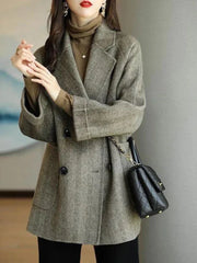 New Coat Women Winter Jacket Fashion Lapel Double Row Button Loose Warm Trench Coats for Women Clothing Wool & Blends Tops