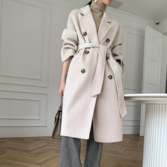 Autumn and Winter New Cashmere Coat Women's Classic Double-breasted Women's Thickened Double-sided Wool Long Coat MM