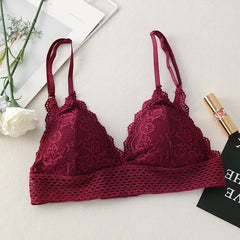 Floral Lace Bralette Girls Non-Wire Push Up Bras For Women Soft Sexy Intimates Brassiere V-neck Lingerie Female Underwear
