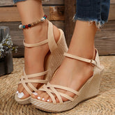 Fashion Wedges Shoes for Women Summer Platform High Heels Thick Bottom Ankle Strap Gladiator Shoes Woman
