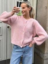 Fashion Mohair Knitted Single Breasted Cardigan for Women Loose Solid O-neck Long Sleeve Lazy Sweater Autumn Lady Knitwear