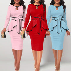 Pbong SexyElegant Amazon Cross-Border Suit Dress Ruffle Edge Top Side Slit Skirt 2-Piece Set For Women