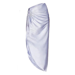 New Aqua blue High Waist Bikini Set Cover Up Swimsuit For Women Push Up Halter Three Pieces Swimwear Beach Bathing Suits