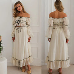Lantern Sleeve Chiffon Top And A-line Long Skirt Vacation Women Sets 2025 Spring Summer New Ruffle Tee Skirt Summer 2 Piece Set