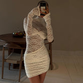 White Lace 1 Piece Cover-Ups Bikinis 2025 Sexy Women Swimsuit Swimwear Female Biquini Bathing Suit Mesh Dress Beach Outfits