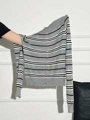 Long Sleeve Off Shoulder Stripe Knit Top for Women Button Front Off-the-Shoulder T-shirt Teen-girl Y2K Clothing