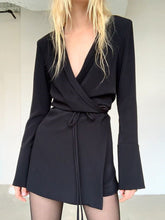Black Satin V-Neck Shirt Dress Women Spring Flare Sleeve Lace Up Mini Dresses Elegant Ladies Party Vestidos