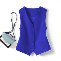 Women's Suit Vest Coat 2025 Spring Summer Sleeveless Retro Style Ladies Blazer Vest Temperament Short Lady Cardigan Waistcoat