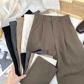 Fall Spring Black Suit Haren Pants Women Fashion Elastic High Waist Casual Trousers Woman Korean Style Solid Office Pant