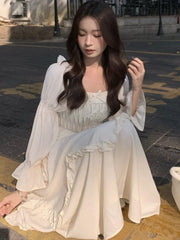 Fashion New Women Elegant and Chic Party Dress Long Sleeve French Style Casual Vintage Dresses Female Birthday Clothes